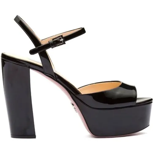 Leather Platform Sandals , female, Sizes: 5 UK, 6 UK, 8 UK - Prada - Modalova