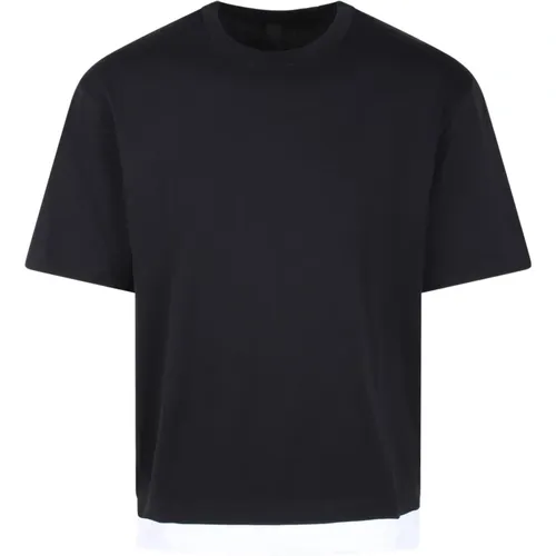 Kontrastsaum Crew Neck T-Shirt , Herren, Größe: XL - Neil Barrett - Modalova