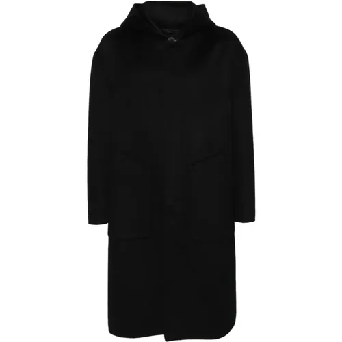 Cashmere Blend Hooded Coat , male, Sizes: L, M - Giorgio Armani - Modalova