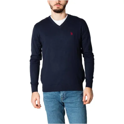 Blauer Pullover mit V-Ausschnitt für Männer , Herren, Größe: S - U.s. Polo Assn. - Modalova