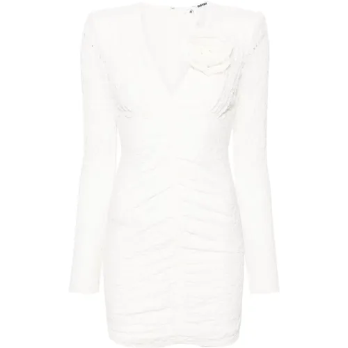 Weiße V-Ausschnitt Langarm Kleid - Rotate Birger Christensen - Modalova