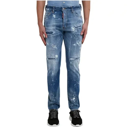 Blaue Skinny Jeans aus Denim,Slim Fit Stretch Denim Jeans - Dsquared2 - Modalova