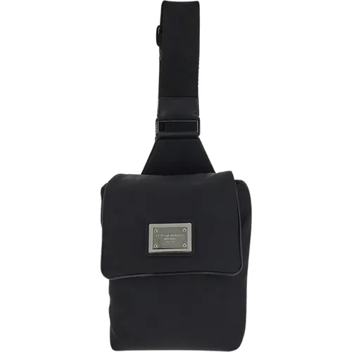 Schwarze Polyester Crossbody Tasche , Herren, Größe: ONE Size - Dolce & Gabbana - Modalova
