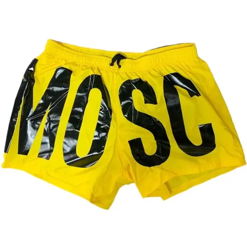 Gelber Badeanzug mit großem Logo - Moschino - Modalova