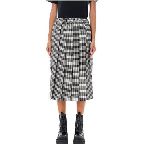 Gingham Plissierter Midi-Rock Schwarz/Weiß - Comme des Garçons - Modalova