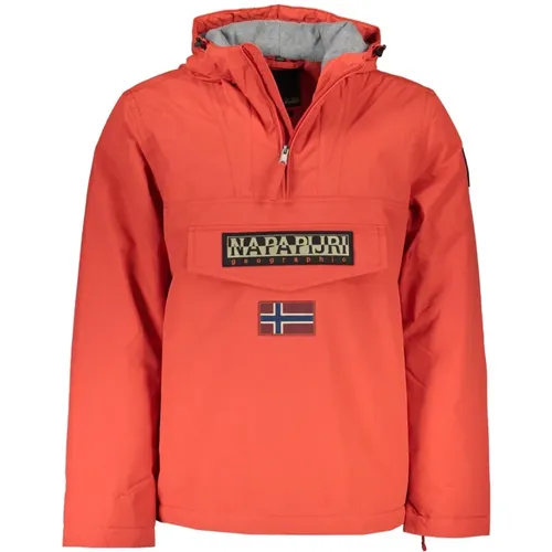 Red Rainforest Jacket with Central Zip Pocket , male, Sizes: L, 2XL, XL, S, M - Napapijri - Modalova