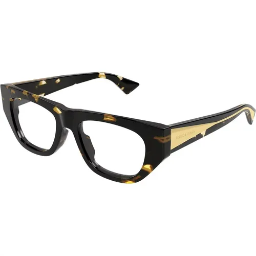 Rectangular Eyeglasses Havana Clear Lens , female, Sizes: ONE SIZE - Bottega Veneta - Modalova