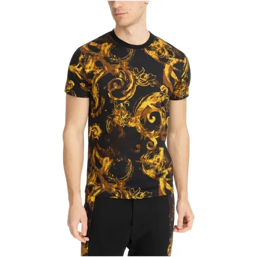 Abstract Multicolour Watercolour T-shirt , male, Sizes: S, M, L - Versace Jeans Couture - Modalova