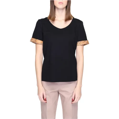 Schwarzes Baumwollmischung Kurzarm T-shirt , Damen, Größe: M - Alviero Martini 1a Classe - Modalova