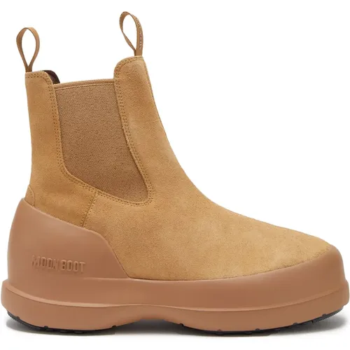 Beige Wildleder Chelsea Design Schuhe , Damen, Größe: 38 EU - moon boot - Modalova