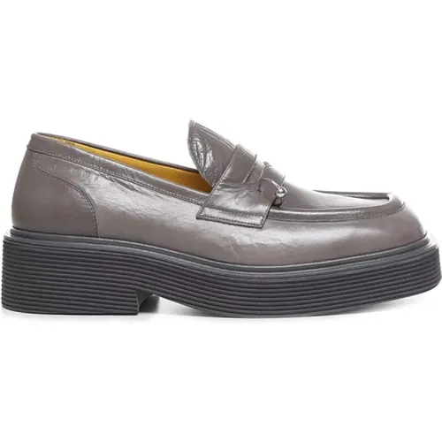 Graue flache Schuhe mit Metallpiercing-Detail - Marni - Modalova