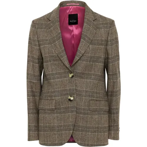 Elegant Timeless Checkered Blazer , female, Sizes: XS - Sand - Modalova