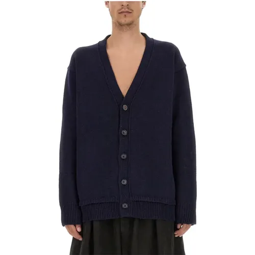 Wool Linen Cotton V-Neck Cardigan , male, Sizes: S, M - Maison Margiela - Modalova