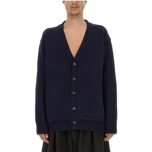Wool Linen Cotton V-Neck Cardigan , male, Sizes: XS, S, M - Maison Margiela - Modalova