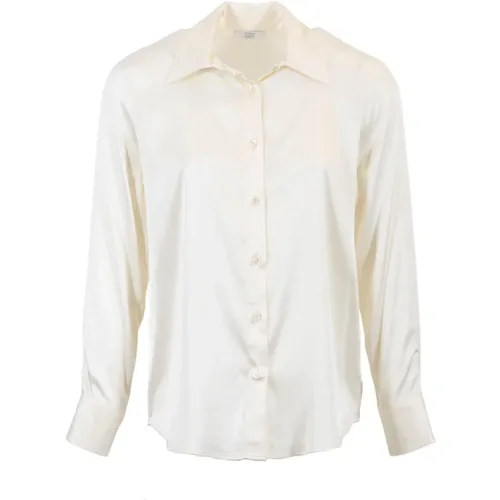 Silk Shirt V-Neck Lapel Cuffs , female, Sizes: S - PESERICO - Modalova