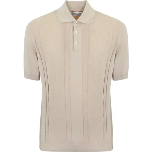 Cotton Polo Ribbed Collar Short Sleeve , male, Sizes: L, XL, M - BRUNELLO CUCINELLI - Modalova