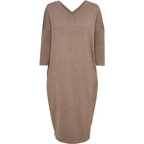 Smart Knit Dress with V-Neck and Long Sleeves , female, Sizes: XL, M - Saint Tropez - Modalova