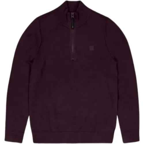 Clifden Halfzip Dunkellila Pullover - Butcher of Blue - Modalova