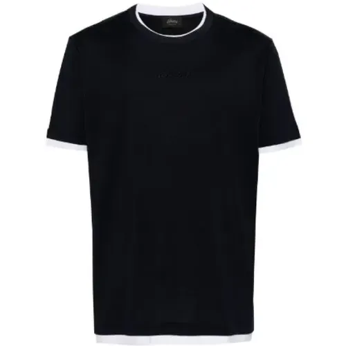 Navyblues T-Shirt mit gesticktem Logo , Herren, Größe: XL - Brioni - Modalova