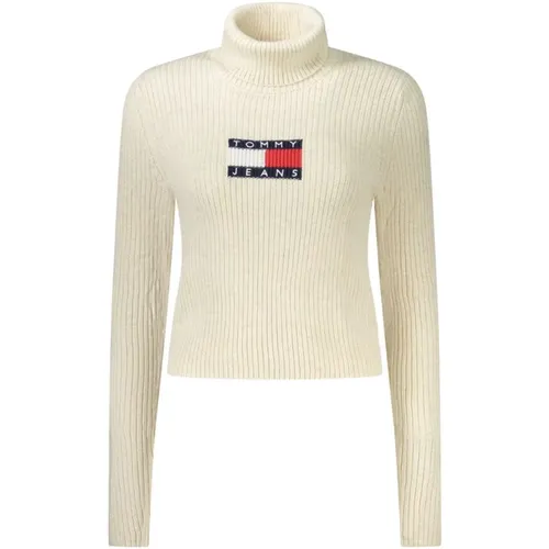 Beiger Wollpullover , Damen, Größe: L - Tommy Hilfiger - Modalova