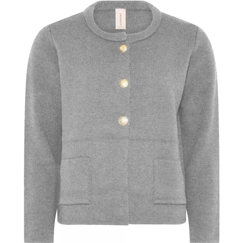 Classic Wool Cardigan Stone Grey , female, Sizes: L, M, 2XL, XL - Skovhuus - Modalova