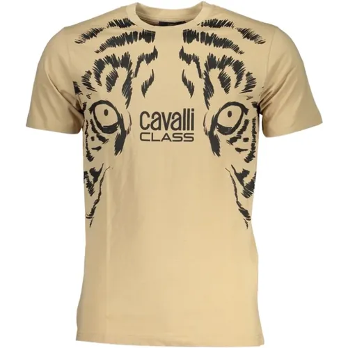 Baumwoll-Print-Logo-T-Shirt , Herren, Größe: L - Cavalli Class - Modalova