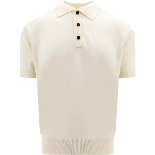 Weißes T-Shirt mit kurzen Ärmeln und emailliertem Knopfverschluss - Lardini - Modalova