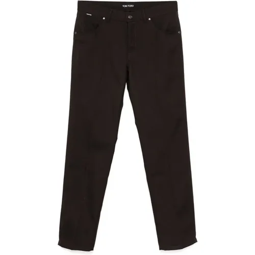 Wollmischhose mit Lederlogo - Tom Ford - Modalova