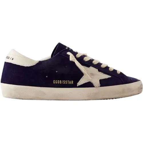 Super Star Sneakers - Leder - Blau , Herren, Größe: 41 EU - Golden Goose - Modalova