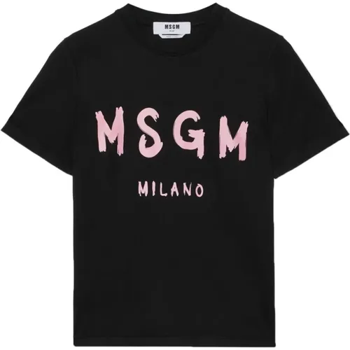 Baumwoll T-Shirt , Damen, Größe: M - MSGM - Modalova