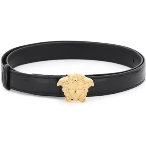 Croco-Embossed La Medusa Belt , female, Sizes: 75 CM, 80 CM, 95 CM, 85 CM - Versace - Modalova