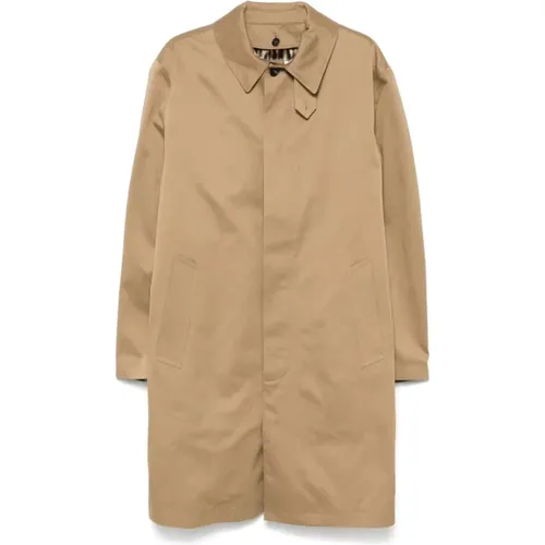 Cotton Gabardine Coat with Faux-Fur Lining , male, Sizes: L, M - Saint Laurent - Modalova