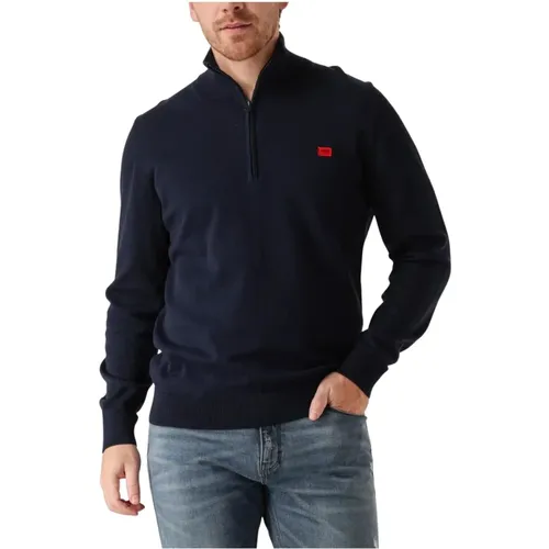 Herren Stilvoller Dunkelblauer Rollkragenpullover , Herren, Größe: XL - Hugo Boss - Modalova