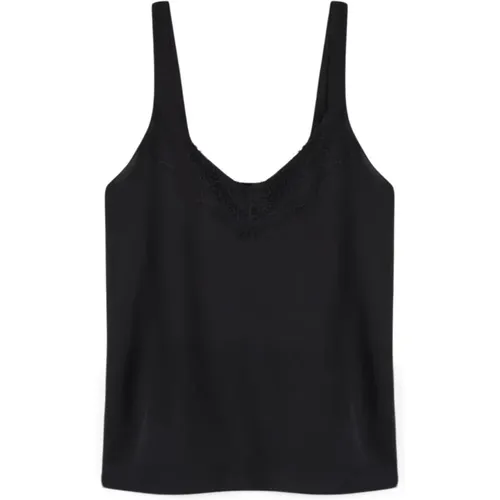 Spitzen Top V-Ausschnitt Stylischer Look , Damen, Größe: 4XL - Fiorella Rubino - Modalova