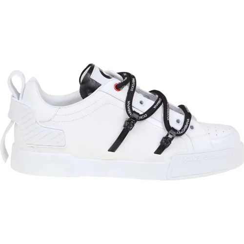 Portofino sneakers in calfskin and paint , male, Sizes: 7 1/2 UK, 6 UK, 5 UK, 11 UK, 9 UK, 9 1/2 UK, 7 UK, 8 UK - Dolce & Gabbana - Modalova
