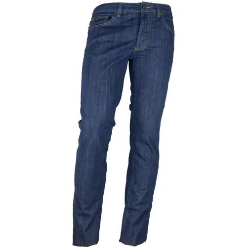 Blaue Denim Jeans mit Besticktem Patch , Herren, Größe: L - Cavalli Class - Modalova