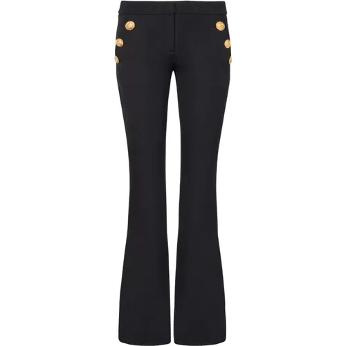 Flared trousers with buttons , female, Sizes: M - Balmain - Modalova