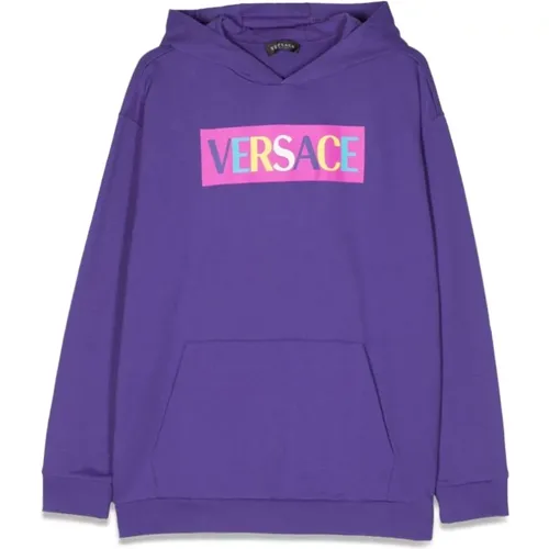 Baumwoll Logo Hoodie Sweatshirt - Versace - Modalova