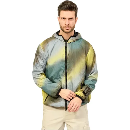 Abstract Print Windbreaker Jacket , male, Sizes: L - Armani Exchange - Modalova