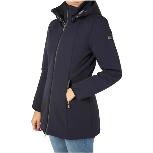 Blaue Polyamidjacke mit Kapuze , Damen, Größe: XL - YES ZEE - Modalova