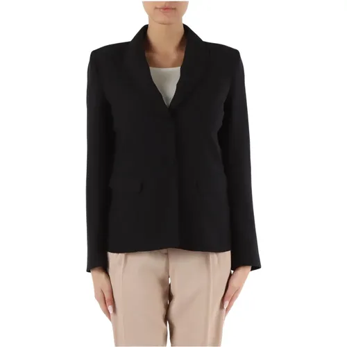 Satin Revers Blazer , Damen, Größe: S - Pennyblack - Modalova