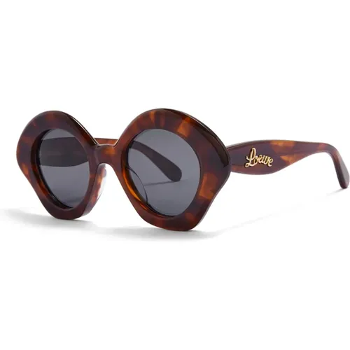 Round Sunglasses Dark Havana Blue Lens , female, Sizes: ONE SIZE - Loewe - Modalova