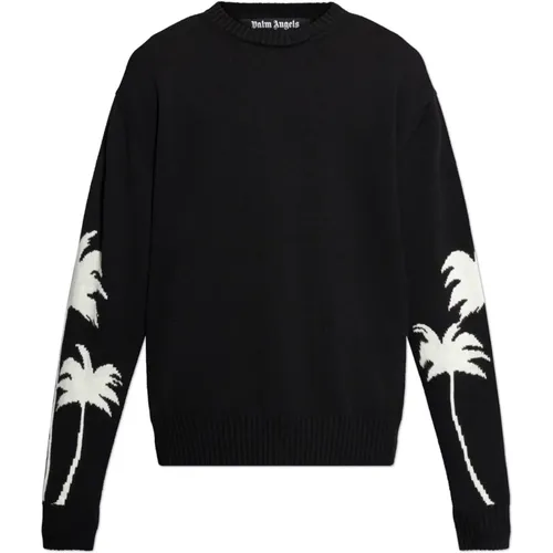 Pullover mit Rundhalsausschnitt , Herren, Größe: L - Palm Angels - Modalova