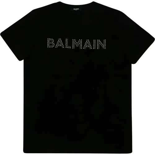 MM Logo Studded T-Shirt Balmain - Balmain - Modalova