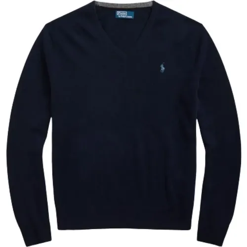 Weicher Woll-V-Ausschnitt Pullover , Herren, Größe: S - Polo Ralph Lauren - Modalova