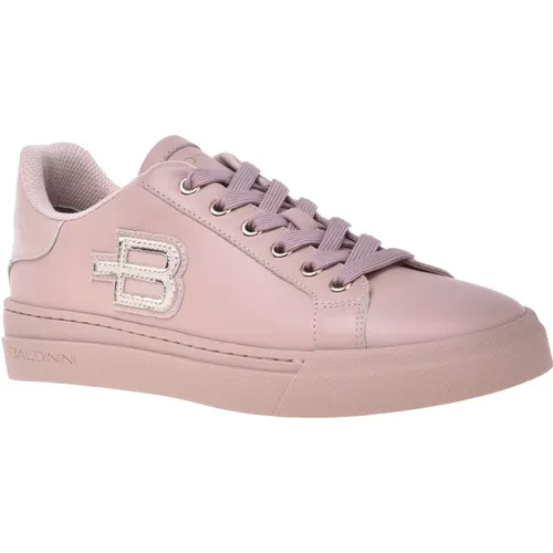 Trainers in nude laminated leather and leather , female, Sizes: 3 1/2 UK, 3 UK, 5 1/2 UK, 4 UK, 7 UK, 5 UK, 4 1/2 UK, 8 UK, 6 UK - Baldinini - Modalova