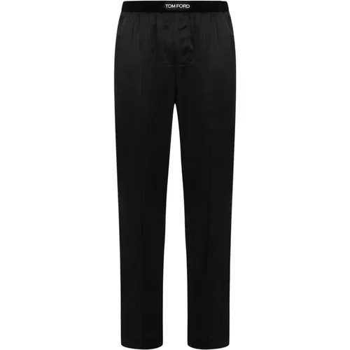 Schwarze Samt Taille Hose , Herren, Größe: XL - Tom Ford - Modalova