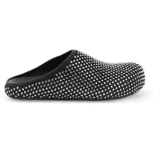 Rhinestone Leather Fussbett Clogs , female, Sizes: 4 UK, 8 UK, 6 UK - Marni - Modalova