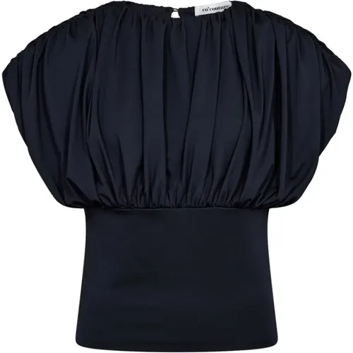 Cattia Navy Top Polyester Elastan - Co'Couture - Modalova