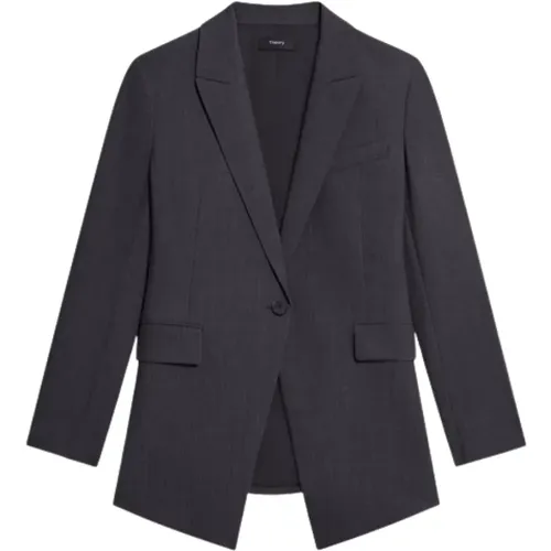 Peak Lapel Blazer Unter Hüft Länge , Damen, Größe: M - Theory - Modalova